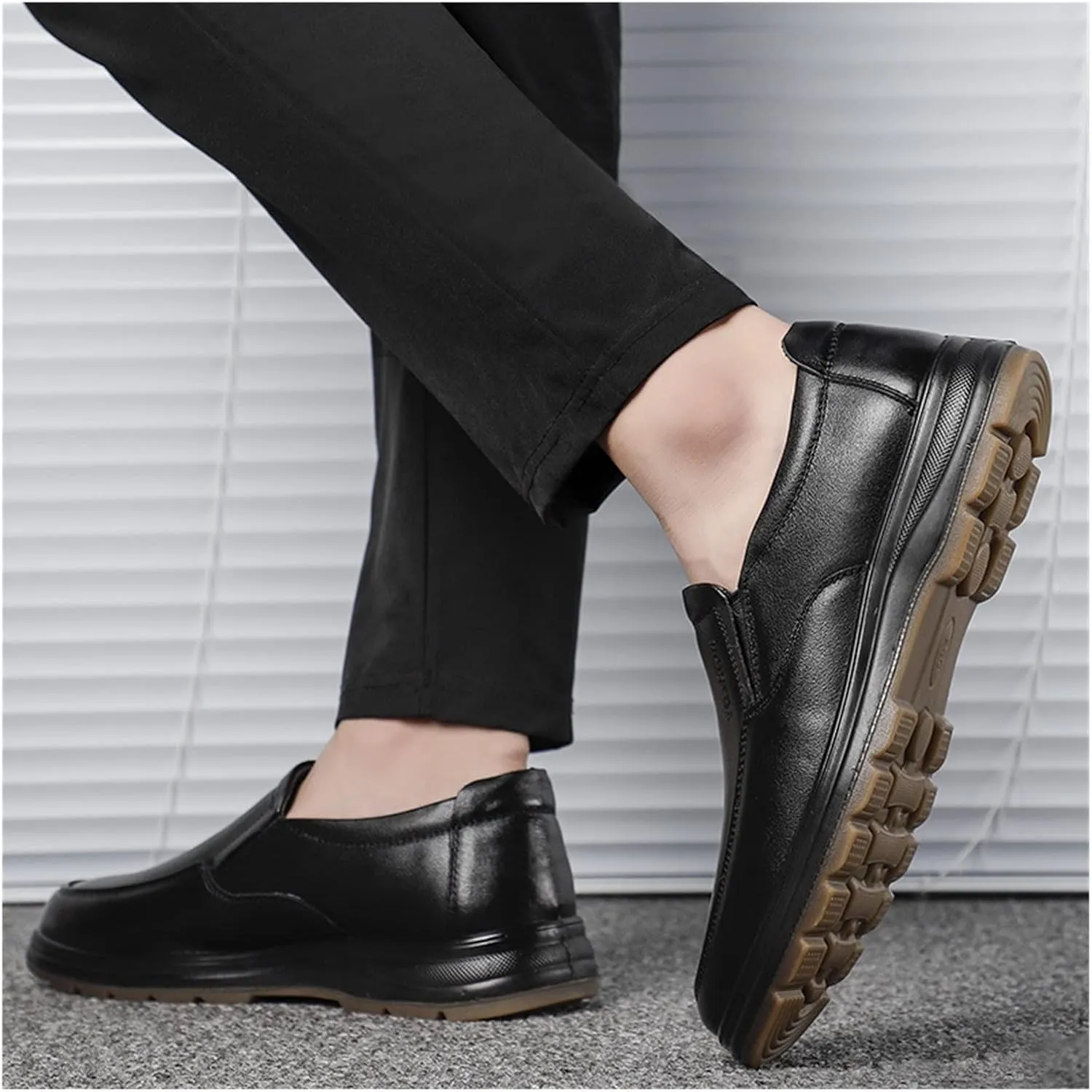 LAZIRO Men's Shoes Autumn Breathable Business Dress Leather Shoes Men's Casual Dad Shoes Soft-Soled Work Leather Shoes