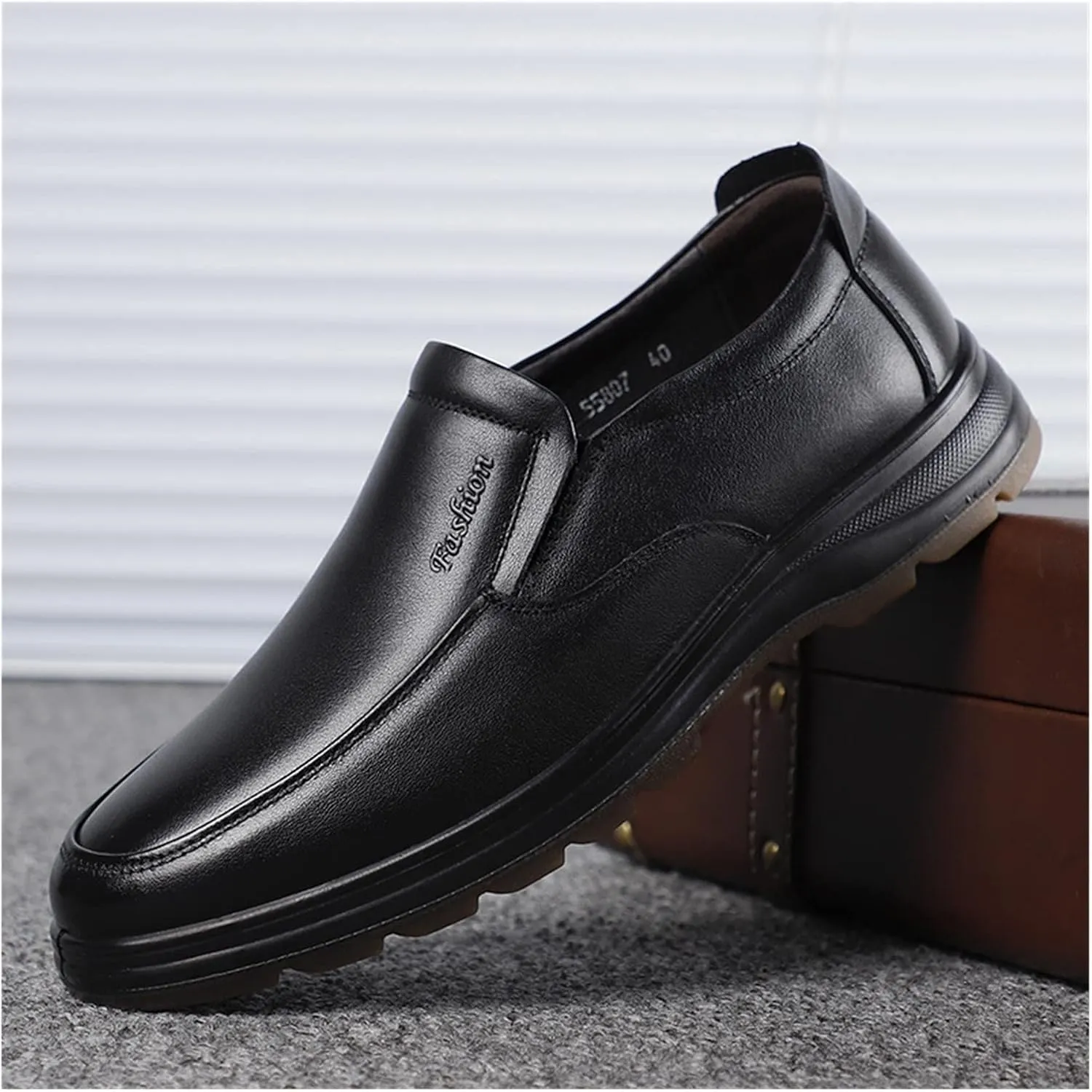 LAZIRO Men's Shoes Autumn Breathable Business Dress Leather Shoes Men's Casual Dad Shoes Soft-Soled Work Leather Shoes