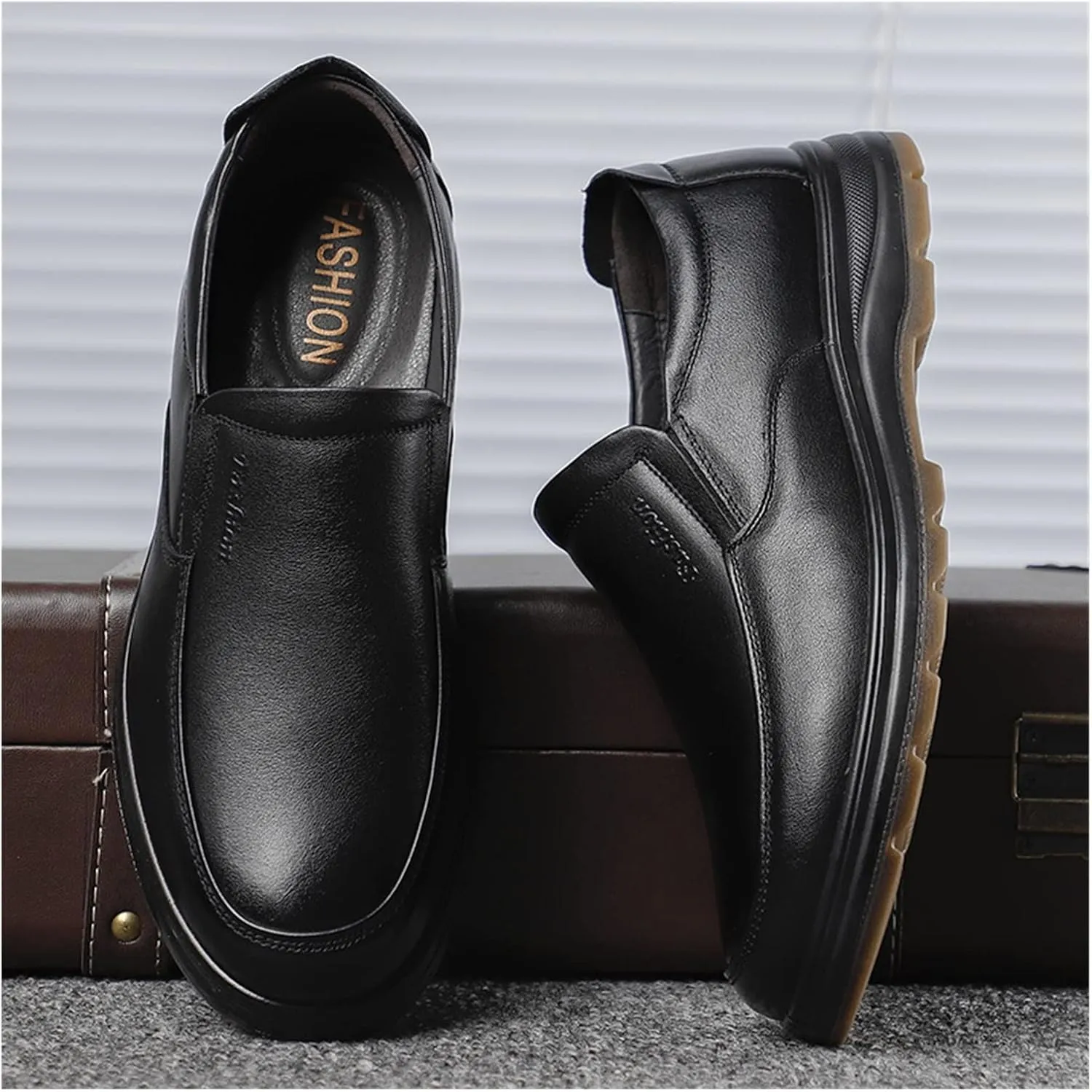 LAZIRO Men's Shoes Autumn Breathable Business Dress Leather Shoes Men's Casual Dad Shoes Soft-Soled Work Leather Shoes