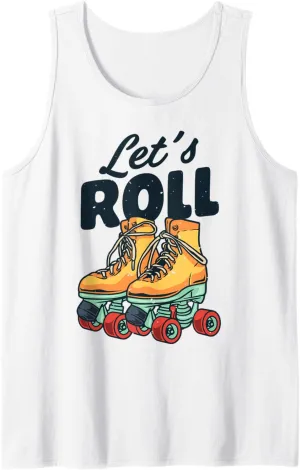 Let's Roll Roller Skating Skater Skate Retro Vintage 70s 80s Tank Top