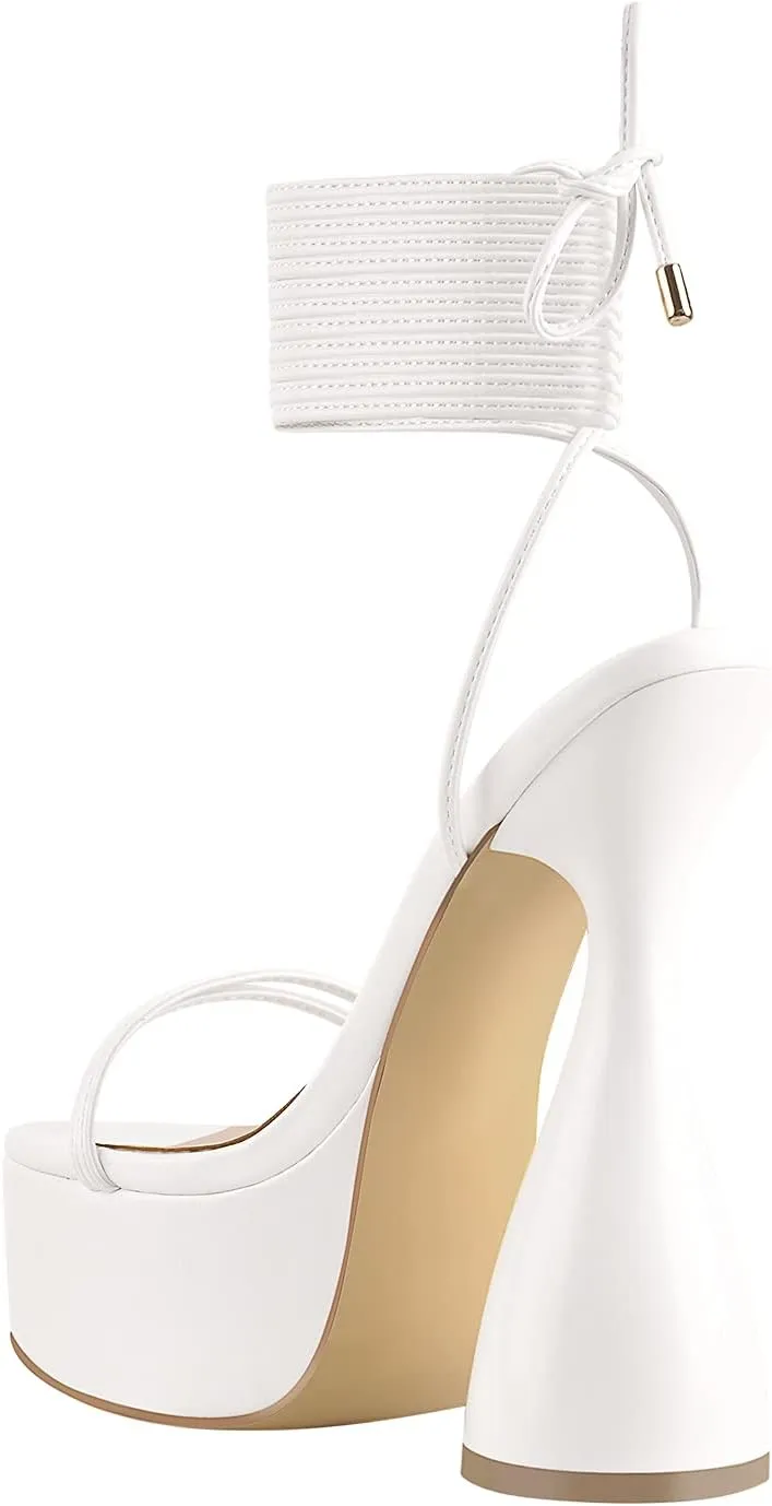LISHAN Women's Platform Heeled Sandals Slingback Block High Heels