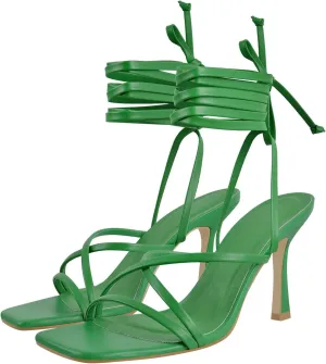 LISHAN Women's Stiletto High Heels Strappy Lace Up Sandals