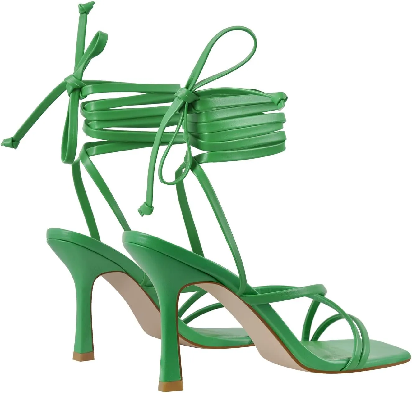 LISHAN Women's Stiletto High Heels Strappy Lace Up Sandals