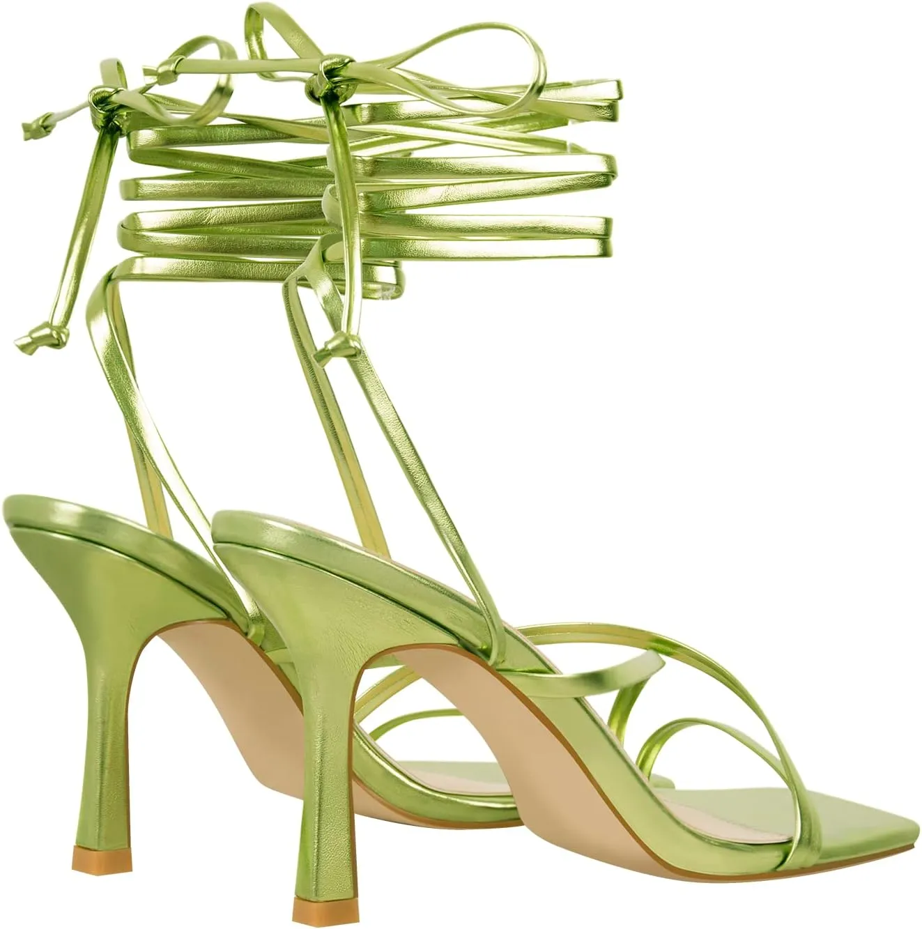 LISHAN Women's Stiletto High Heels Strappy Lace Up Sandals