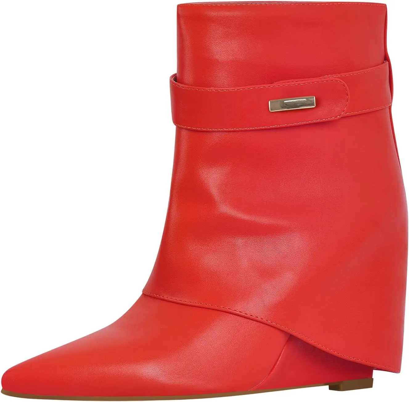 LISHAN Women's Wedge Boots Pointy Toe Slouchy High Heels