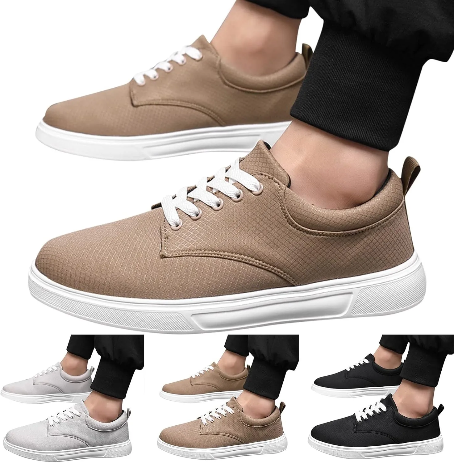 Men Casual Shoes Fashionable and Simple Solid Color Thick Bottomed Flat Bottomed Comfortable Mens Dark Casual Shoes