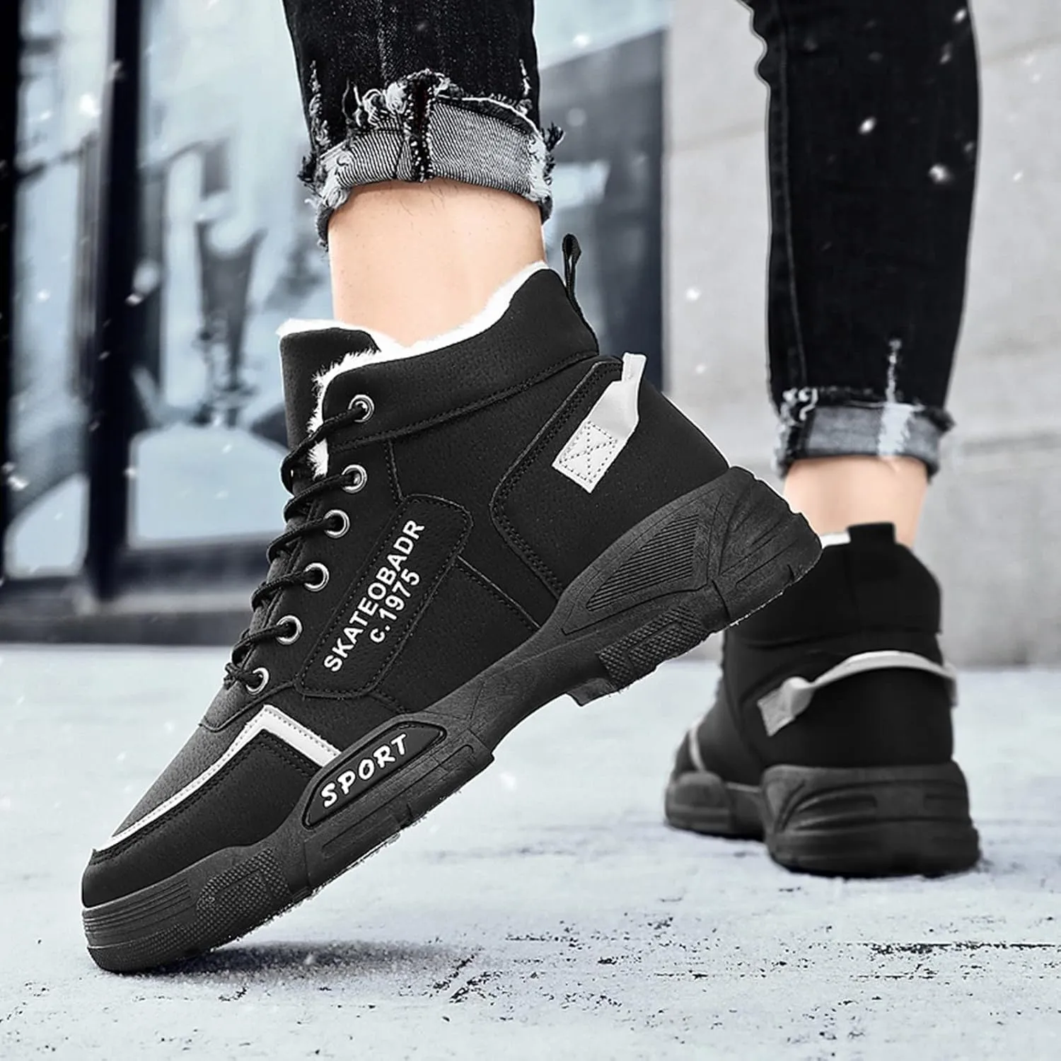Men Winter Plush Casual Shoes Warm Work Clothes Casual Shoes for Men Fashion Sneaker