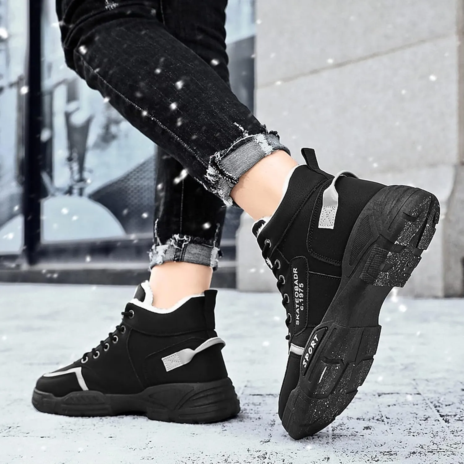 Men Winter Plush Casual Shoes Warm Work Clothes Casual Shoes for Men Fashion Sneaker
