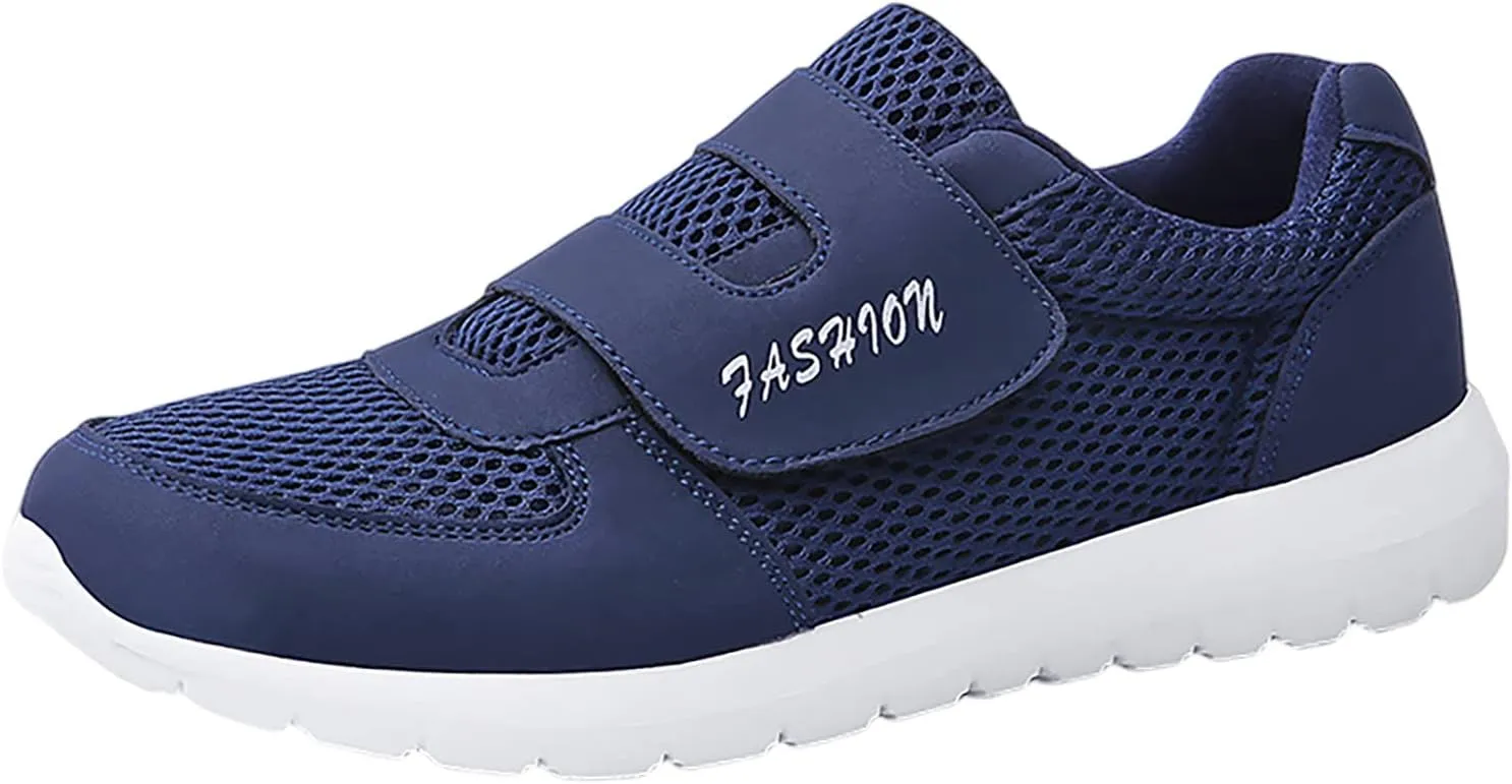 Men's 2025 New Hook Loop Solid Color Fly Woven Mesh Breathable Running Shoes Mens Motion Running Sneaker