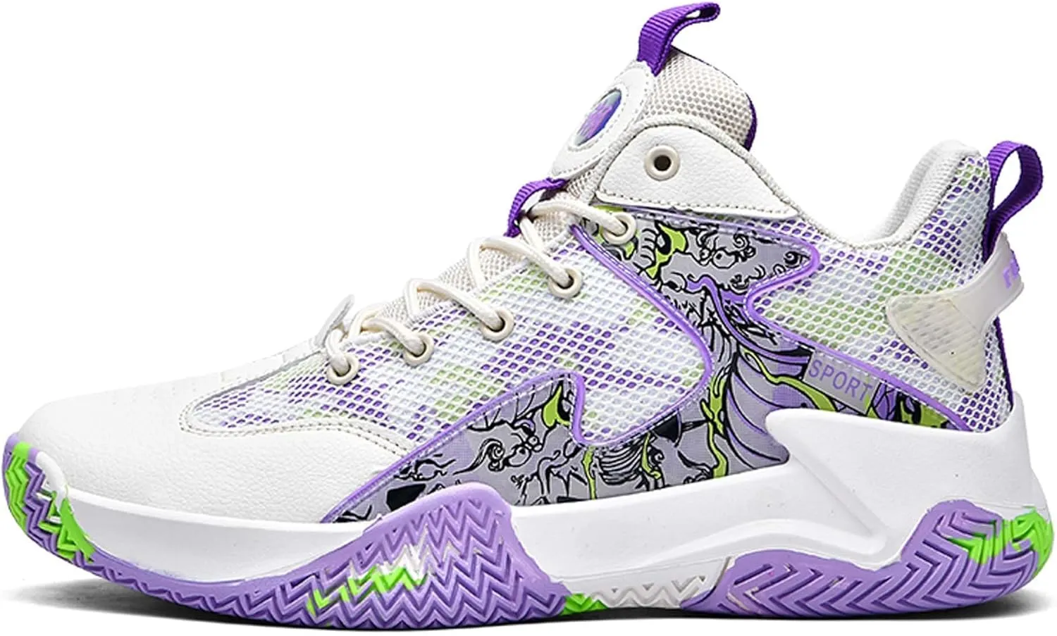 Men's Anti Slip Basketball Shoes Fashionable Personality Running Sneakers Indoor Outdoor Breathable Cushioning Trainers
