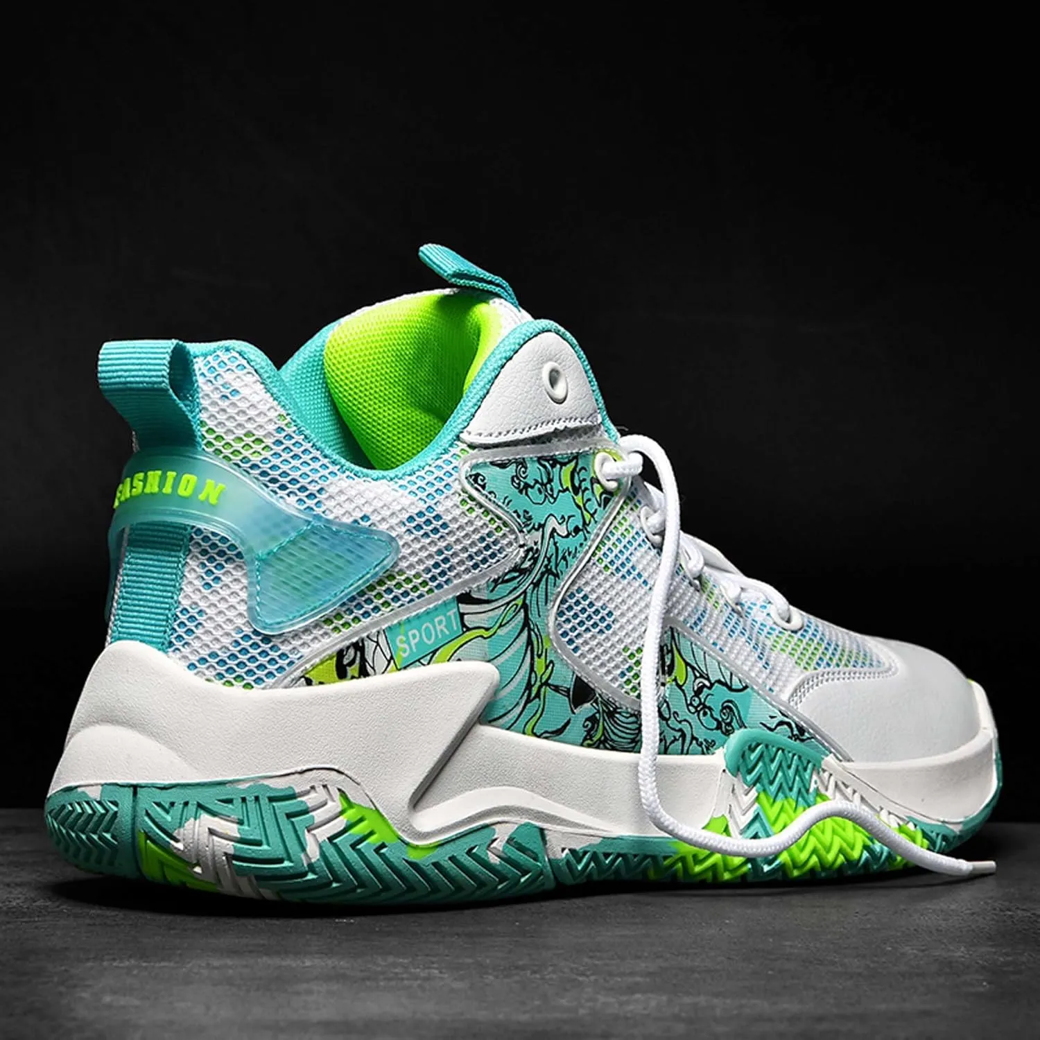 Men's Anti Slip Basketball Shoes Fashionable Personality Running Sneakers Indoor Outdoor Breathable Cushioning Trainers