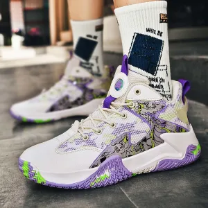 Men's Anti Slip Basketball Shoes Fashionable Personality Running Sneakers Indoor Outdoor Breathable Cushioning Trainers