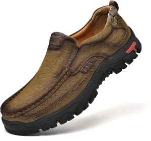 Men's Casual Sports Walking Shoes Cowhide Waterproof Outdoor Casual Shoes Breathable Leather Lightweight Loafers Classic Men's Casual Leather Shoes
