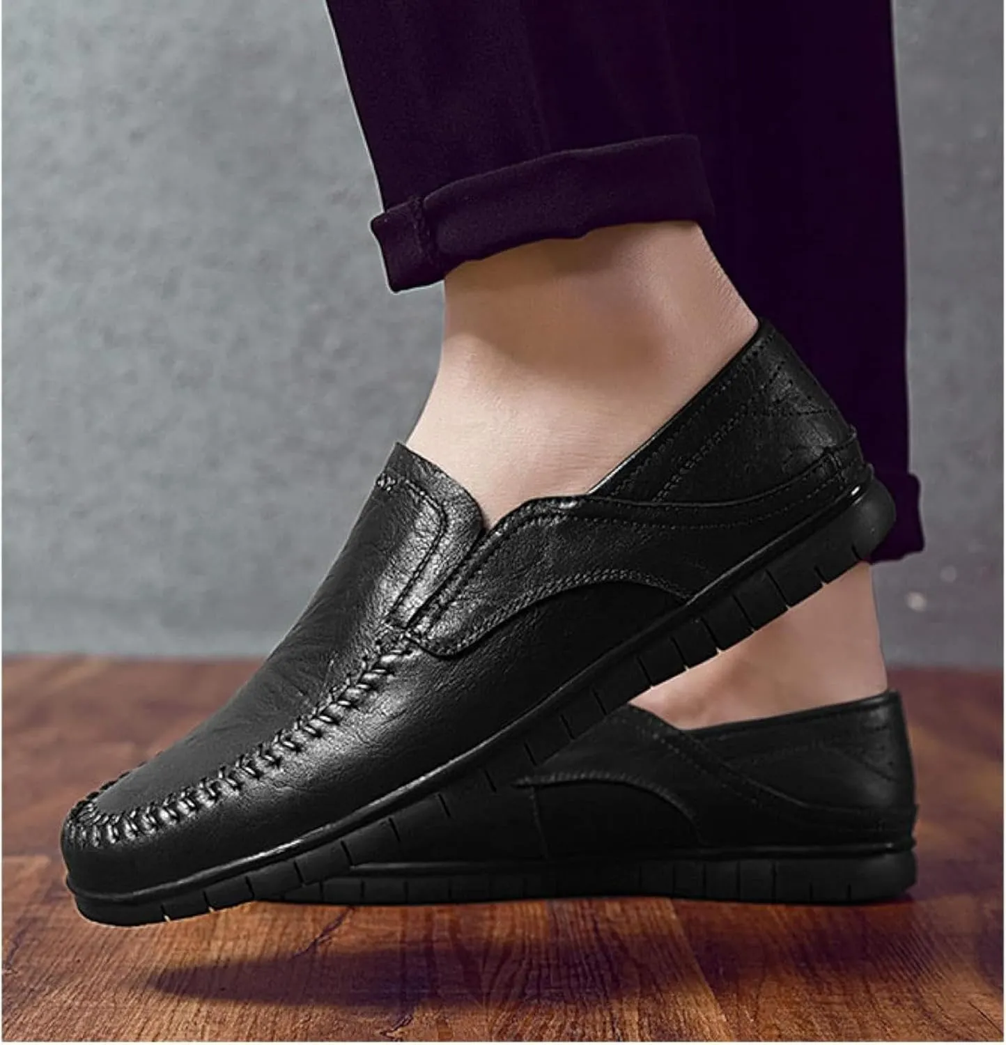 Men's Comfortable Leather Shoes, Hollowed Out Summer Casual Shoes, Outdoor Driving Shoes, Office Casual Shoes