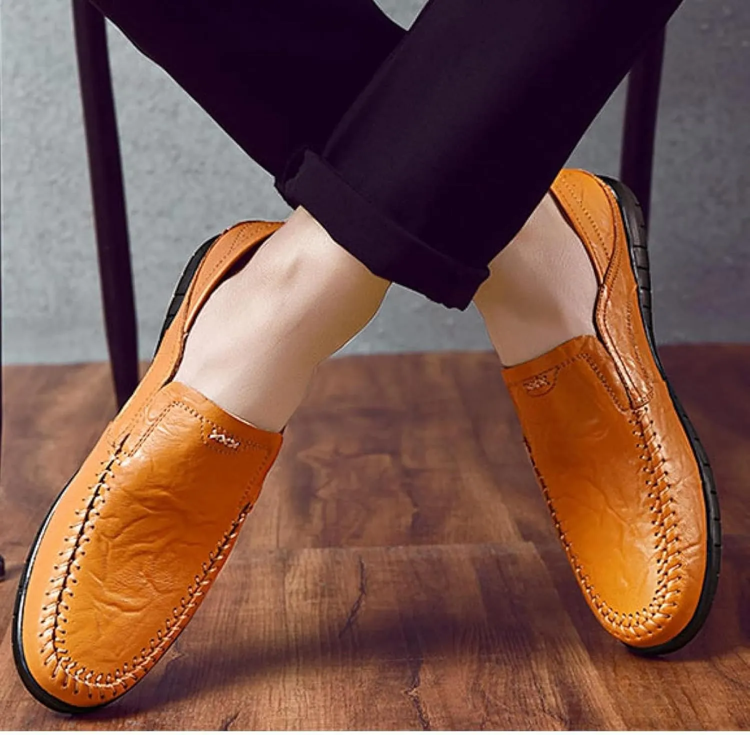 Men's Comfortable Leather Shoes, Hollowed Out Summer Casual Shoes, Outdoor Driving Shoes, Office Casual Shoes