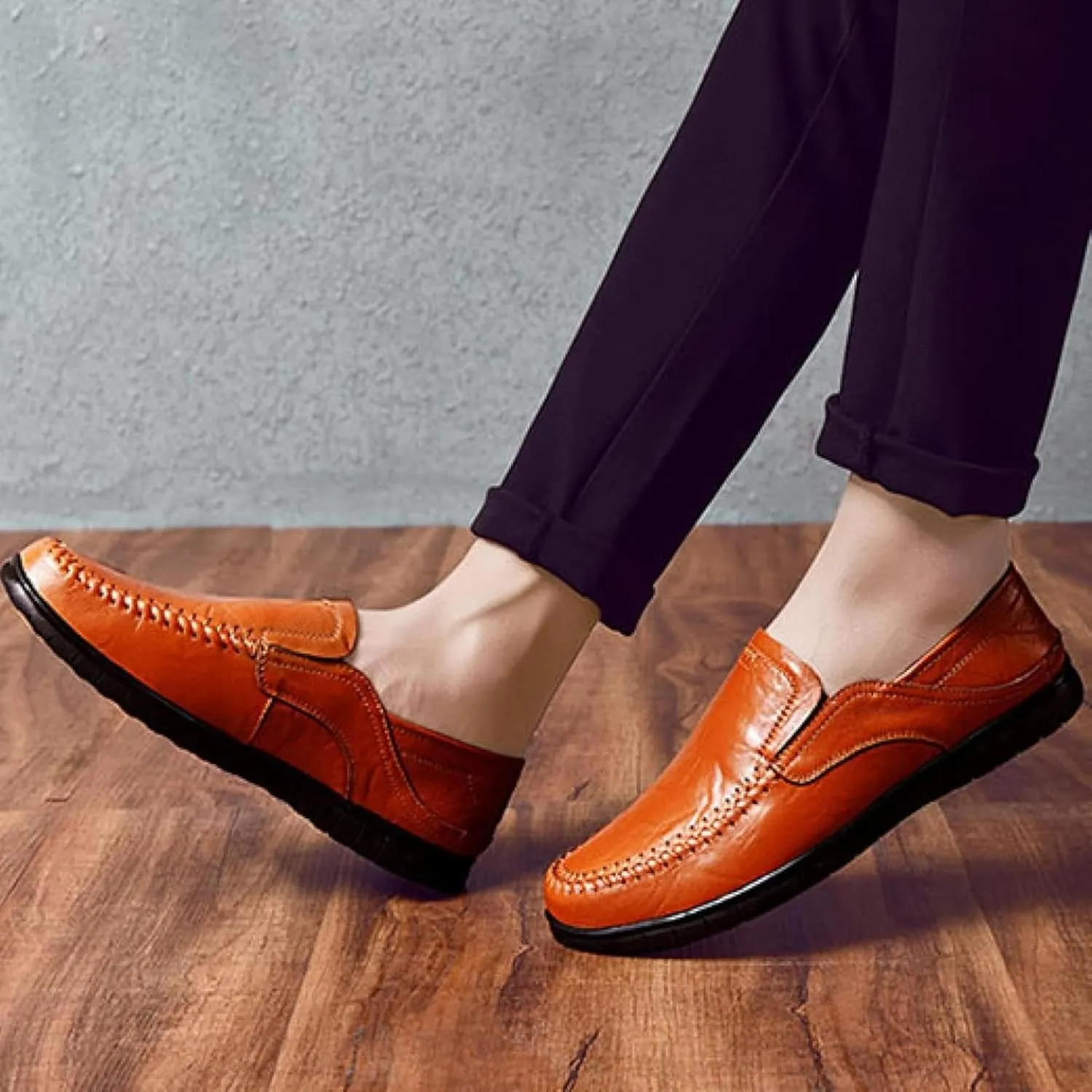 Men's Comfortable Leather Shoes, Hollowed Out Summer Casual Shoes, Outdoor Driving Shoes, Office Casual Shoes