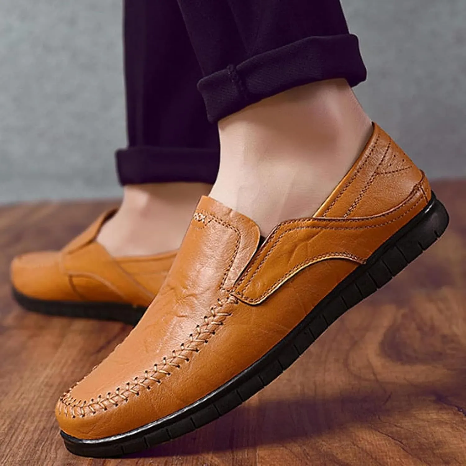 Men's Comfortable Leather Shoes, Hollowed Out Summer Casual Shoes, Outdoor Driving Shoes, Office Casual Shoes