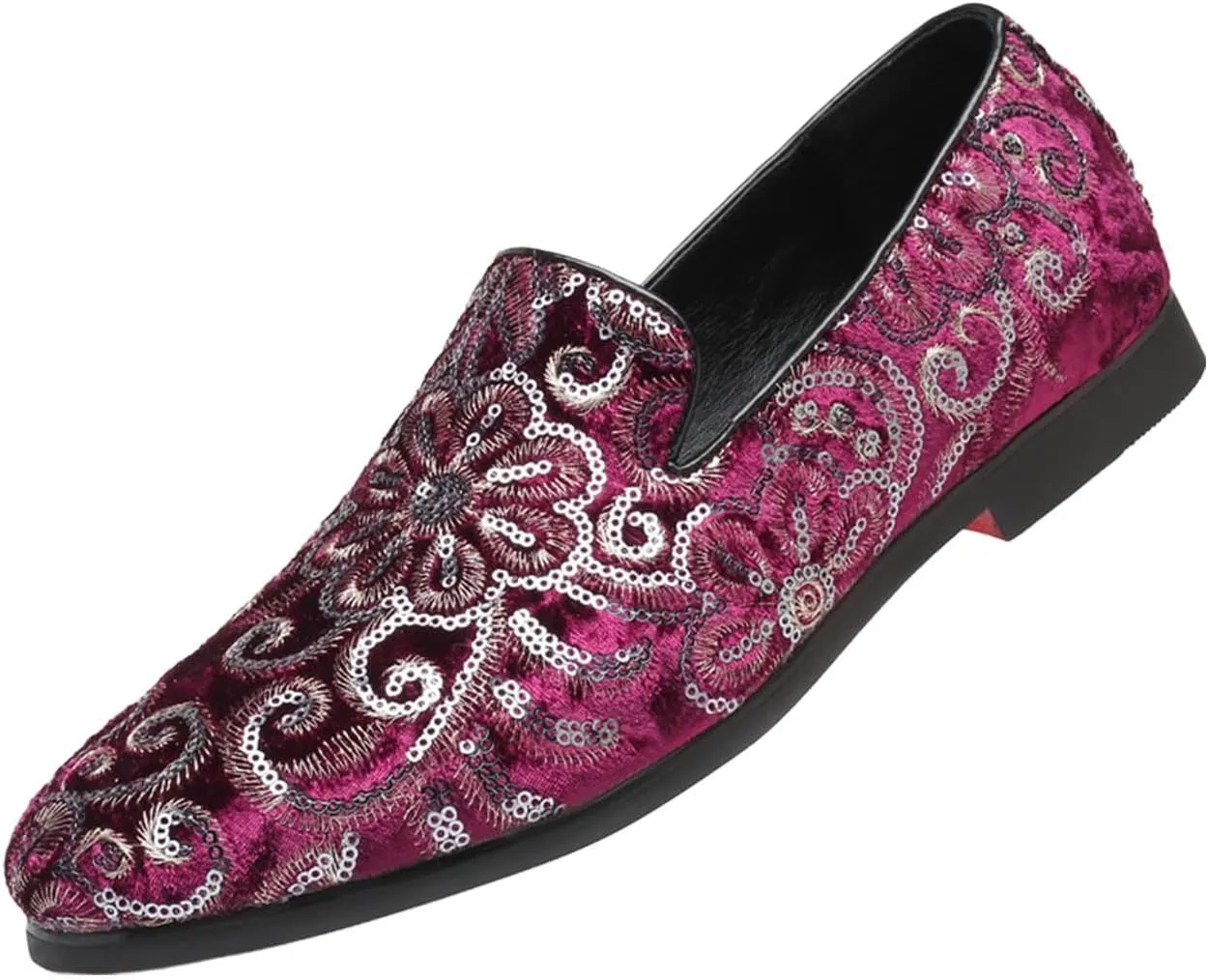 Mens Dress Loafers Slip On Shoes Glitter Wedding Party Prom Shoe Elegant Retro Embroidered Footwear Wedding Walking Outfits