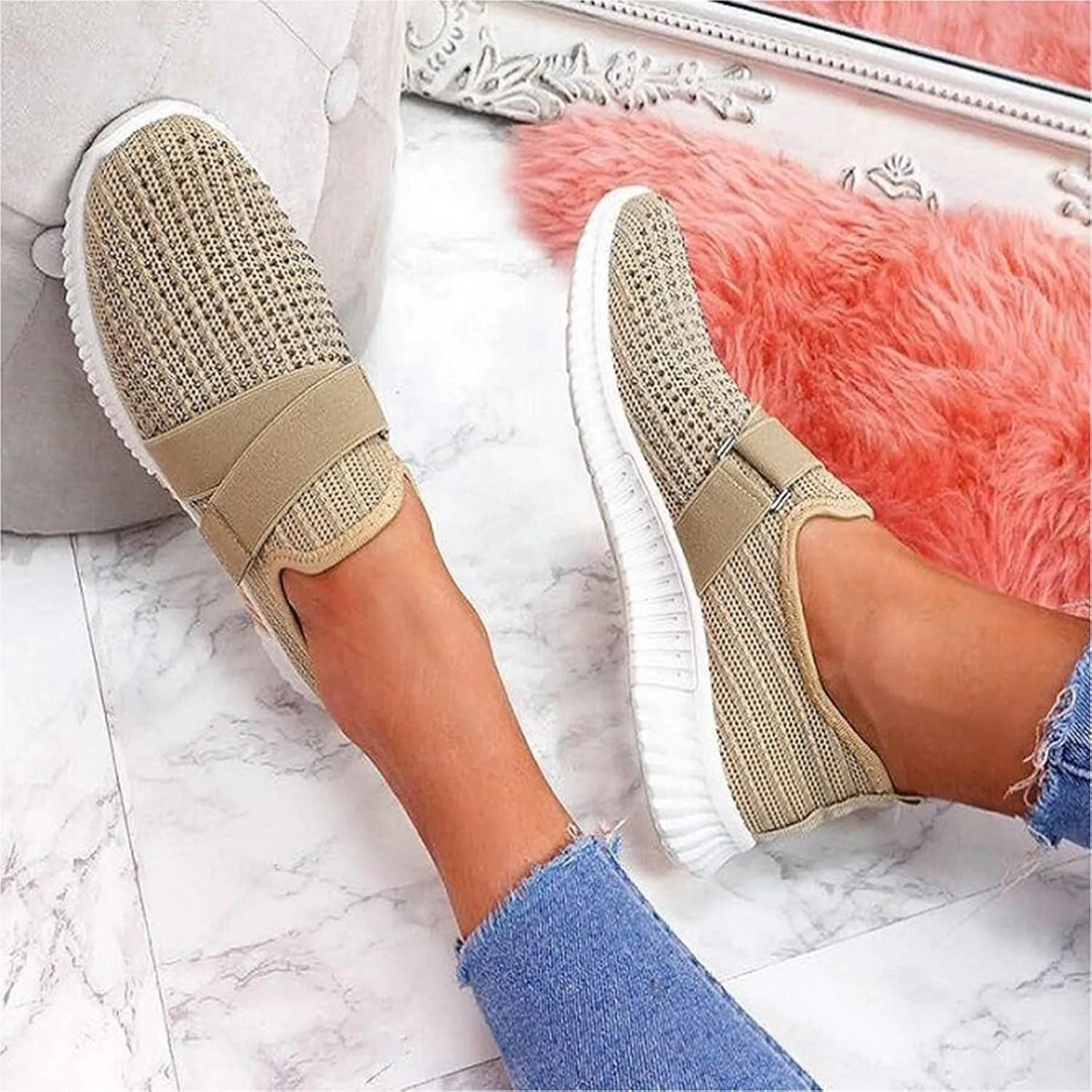 Mens Dress Shoes Mesh Breathable Casual Shoes Slip On Men Shoes Sneakers Women's Air Athletic Running Fashion Sport Slip On Tennis Shoe Loafers Dress Shoe