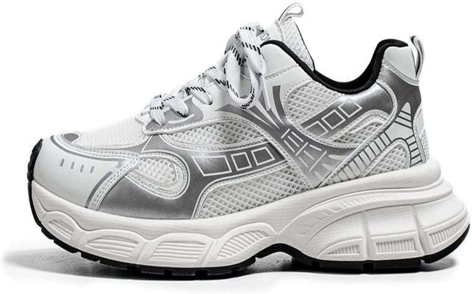 Men's Fashion Breathable Chunky Platform Lace-Up Sneakers Comfortable Non Slip Workout Sport Dad Shoes for Tennis Walking Driving