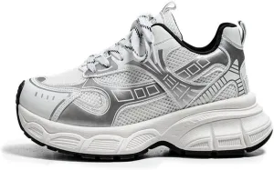 Men's Fashion Breathable Chunky Platform Lace-Up Sneakers Comfortable Non Slip Workout Sport Dad Shoes for Tennis Walking Driving