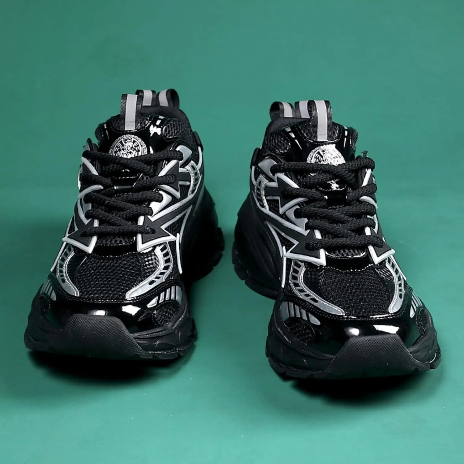 Men's Fashion Breathable Mesh Lace Up Chunky Sneakers Casual Trendy Round Toe Non Slip Platform Outdoor Running Training Walking Dad Shoes