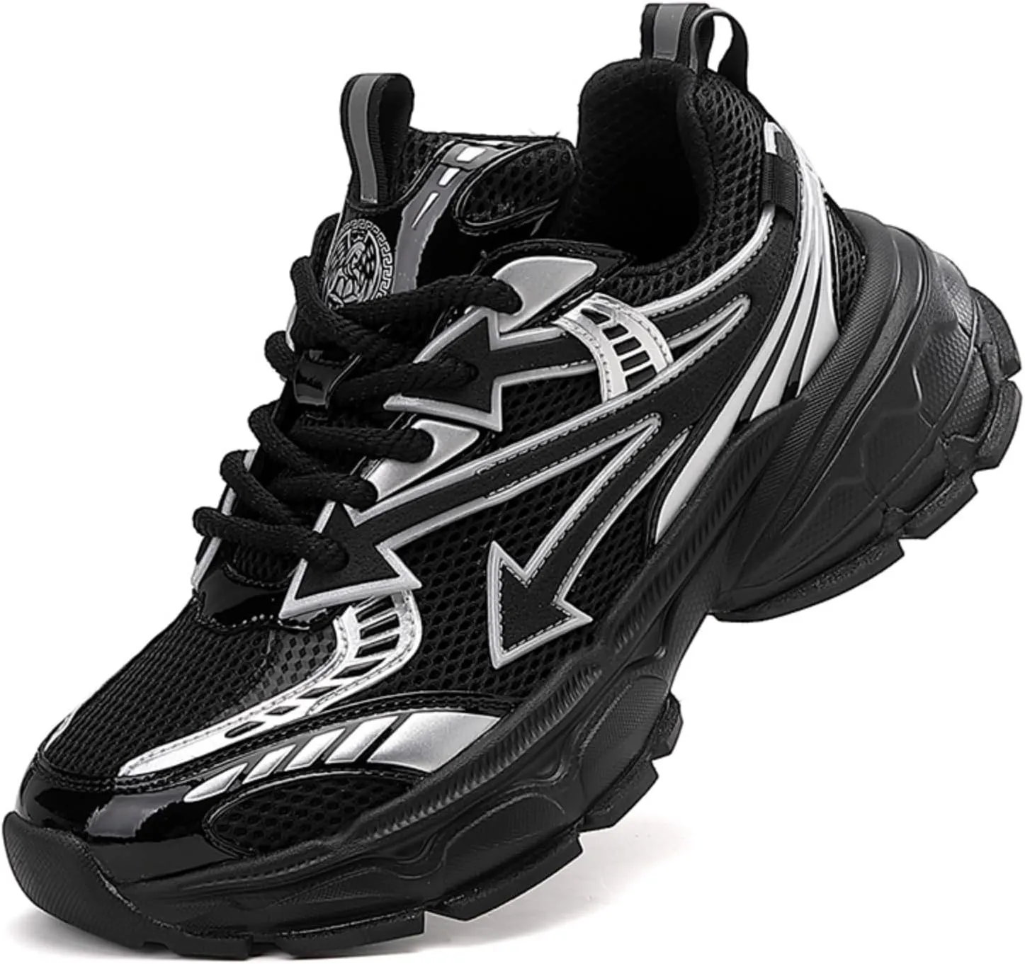 Men's Fashion Breathable Mesh Lace Up Chunky Sneakers Casual Trendy Round Toe Non Slip Platform Outdoor Running Training Walking Dad Shoes