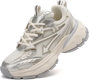 Men's Fashion Breathable Mesh Lace Up Chunky Sneakers Casual Trendy Round Toe Non Slip Platform Outdoor Running Training Walking Dad Shoes
