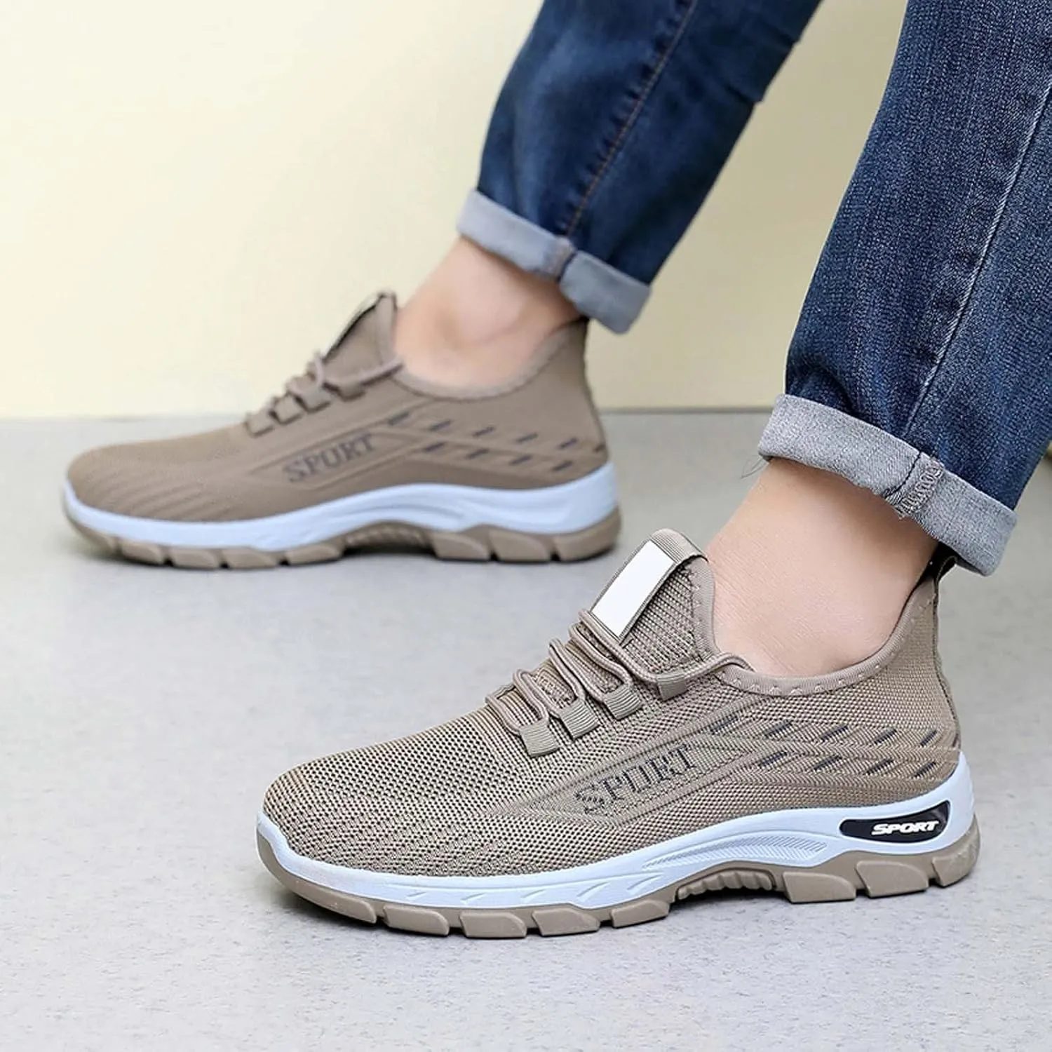 Men's Fashion Pure Color Cloth Casual Sports Shoes Breathable Non Slip Casual Shoes Men's Air 1 Low Sneaker