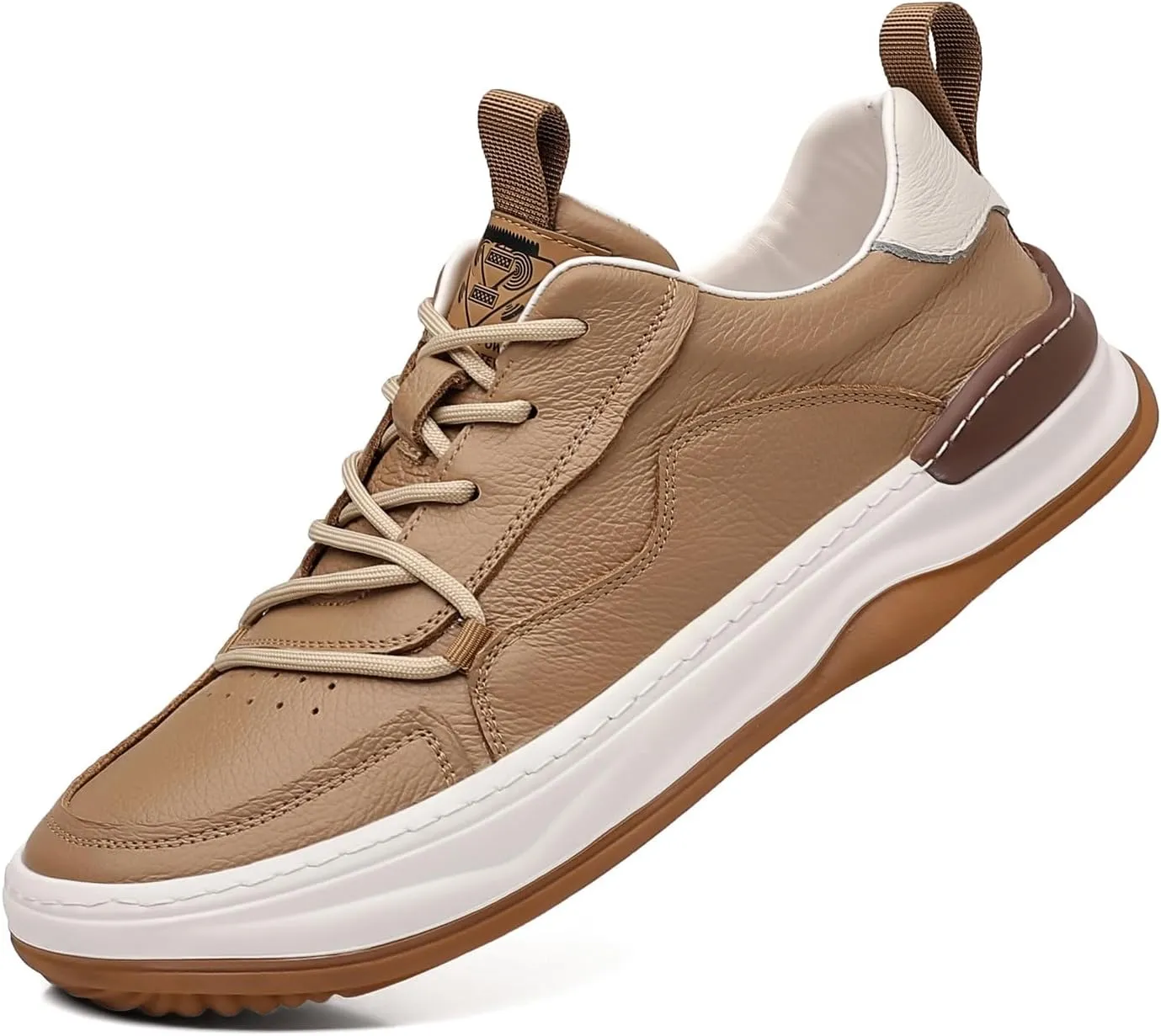 Men's Genuine Leather Lace Up Fashion Loafers Sneakers Casual Walking Driving Shoes