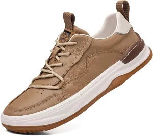 Men's Genuine Leather Lace Up Fashion Loafers Sneakers Casual Walking Driving Shoes