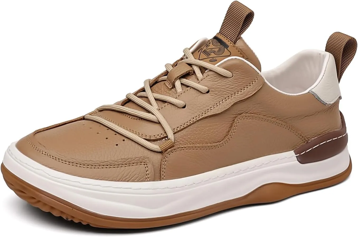 Men's Genuine Leather Lace Up Fashion Loafers Sneakers Casual Walking Driving Shoes
