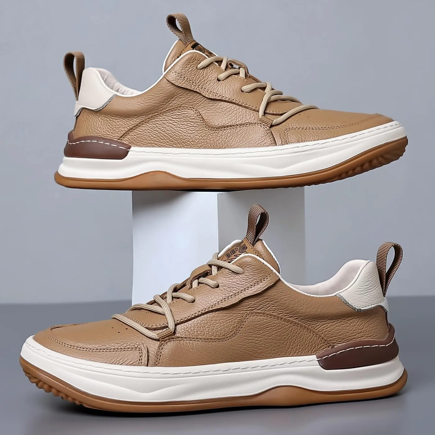 Men's Genuine Leather Lace Up Fashion Loafers Sneakers Casual Walking Driving Shoes