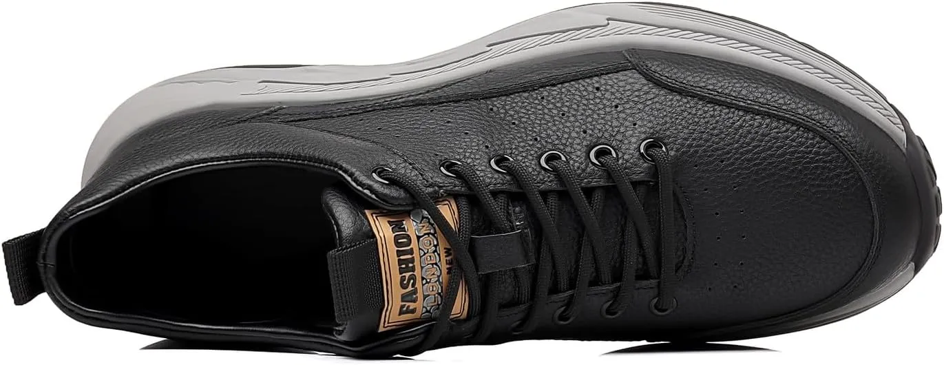 Men's Genuine Leather Lace Up Fashion Loafers Sneakers Casual Walking Driving Shoes