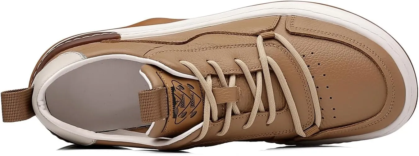 Men's Genuine Leather Lace Up Fashion Loafers Sneakers Casual Walking Driving Shoes