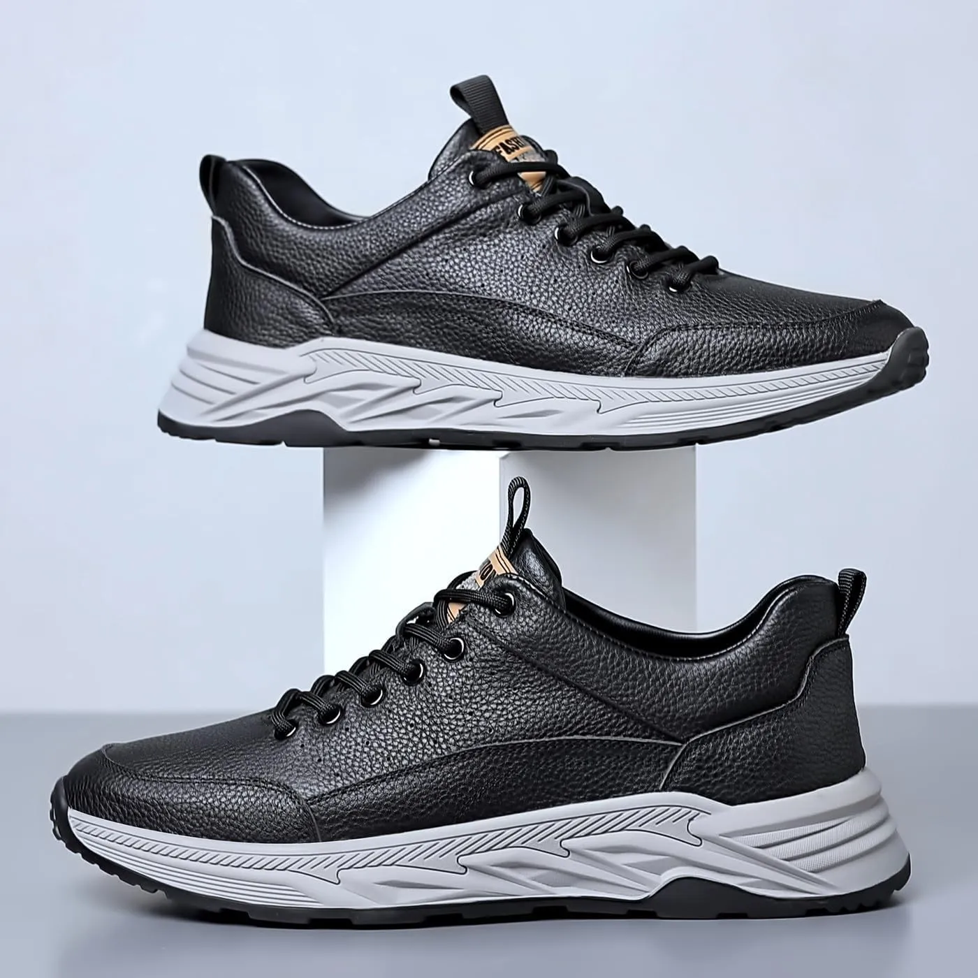Men's Genuine Leather Lace Up Fashion Loafers Sneakers Casual Walking Driving Shoes