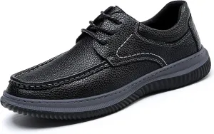 Men's Genuine Leather Slip On Loafers Fashion Hand stitched Lace Up Comfortable Soft bottom Casual Walking Shoes for Outdoor Driving Dad Shoes
