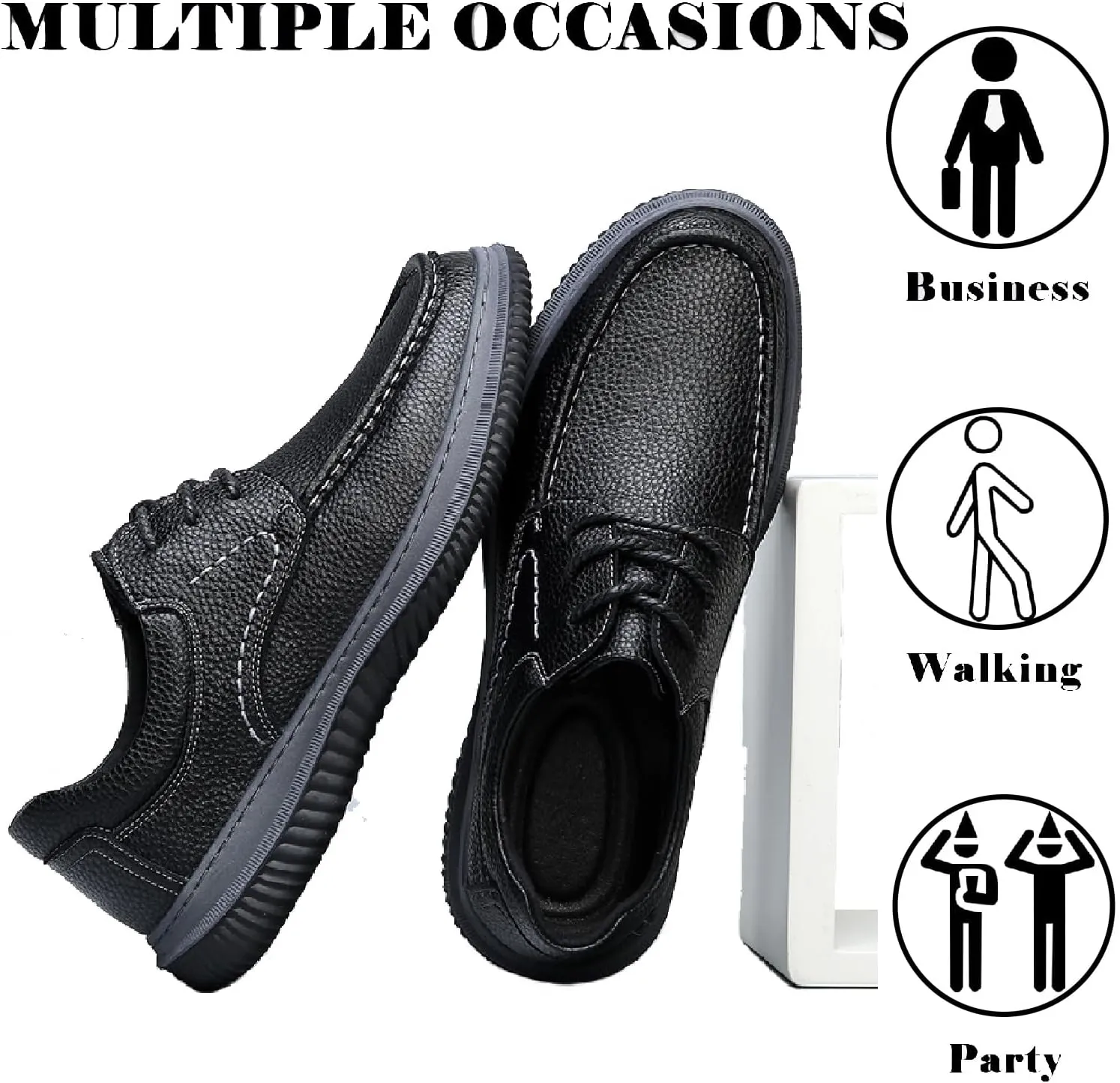 Men's Genuine Leather Slip On Loafers Fashion Hand stitched Lace Up Comfortable Soft bottom Casual Walking Shoes for Outdoor Driving Dad Shoes