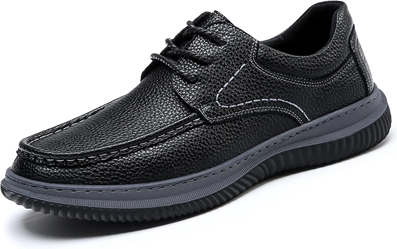 Men's Genuine Leather Slip On Loafers Fashion Hand stitched Lace Up Comfortable Soft bottom Casual Walking Shoes for Outdoor Driving Dad Shoes