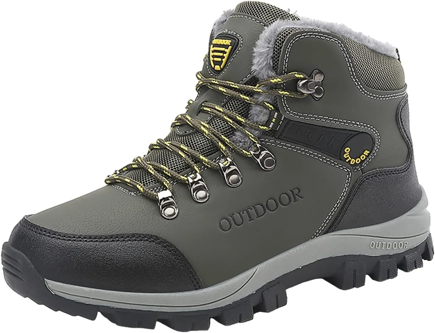 Men's Leather Casual Shoes Solid Color Lace Up Plus Cotton Casual Shoes Climbing Sneaker Boots for Men Leather Sneaker