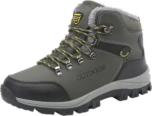 Men's Leather Casual Shoes Solid Color Lace Up Plus Cotton Casual Shoes Climbing Sneaker Boots for Men Leather Sneaker