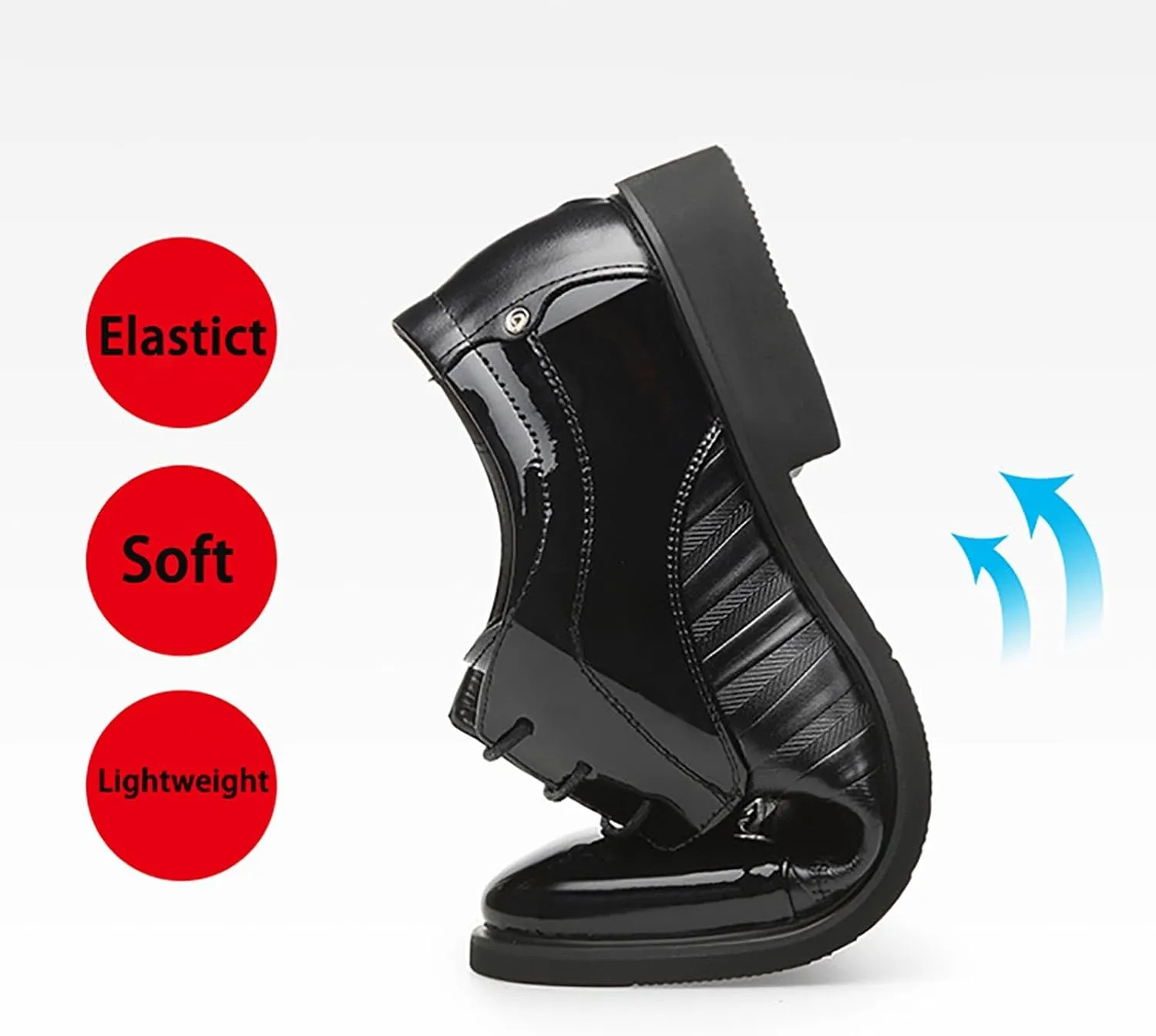 Men's Oxfords Dress Shoes Classic Business Leather Shoes， New Lace-up Breathable Patent Leather Shoes Man Office Wedding Flats