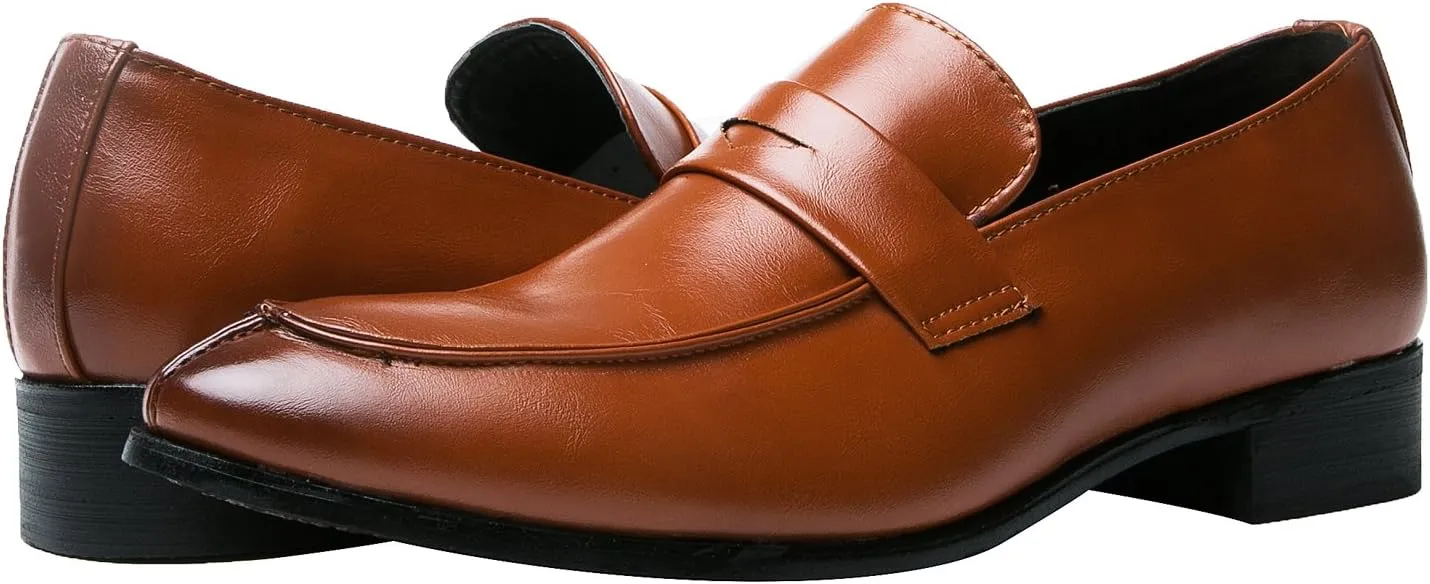 Men's Penny Loafer Casual Shoes Classic Modern Pointed Toe Slip On Dress Shoes Penny Loafer Casual Shoes Black Blue Red Brown