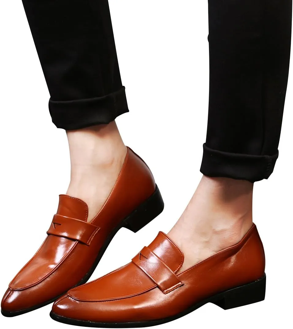 Men's Penny Loafer Casual Shoes Classic Modern Pointed Toe Slip On Dress Shoes Penny Loafer Casual Shoes Black Blue Red Brown
