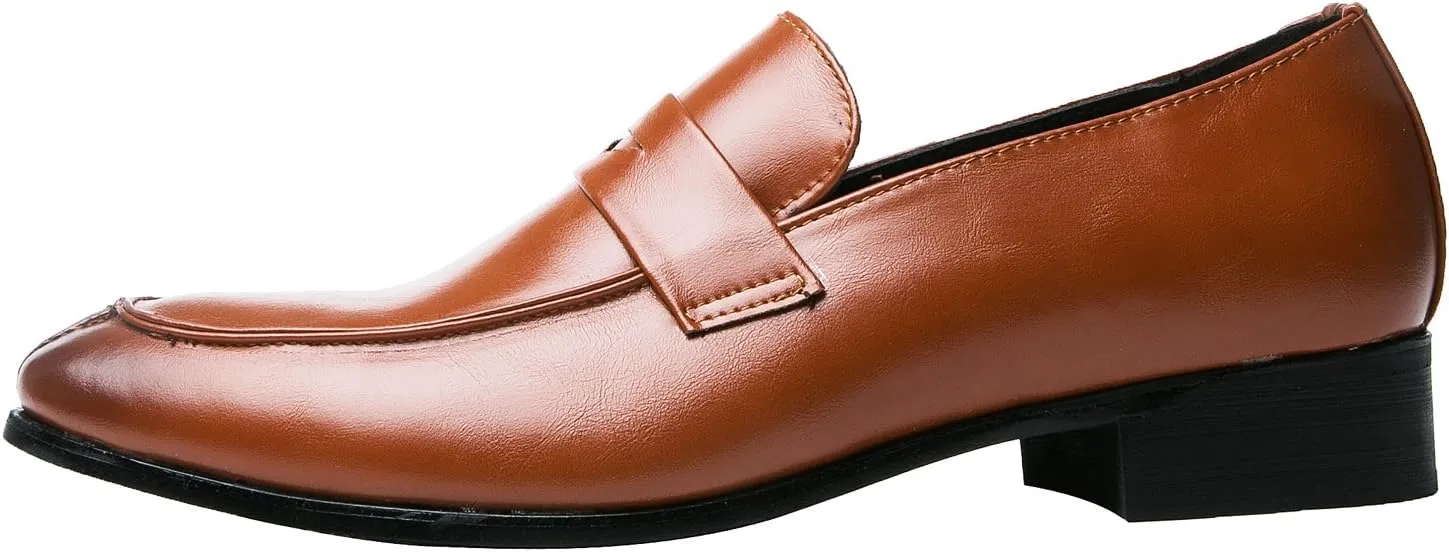 Men's Penny Loafer Casual Shoes Classic Modern Pointed Toe Slip On Dress Shoes Penny Loafer Casual Shoes Black Blue Red Brown