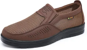 Men's Platform Non Slip Hollow Out Mesh Loafers Leisure Fashion Round Closed Toe Slip On Walking Sneakers Summer Breathable Work Driving dad Shoes