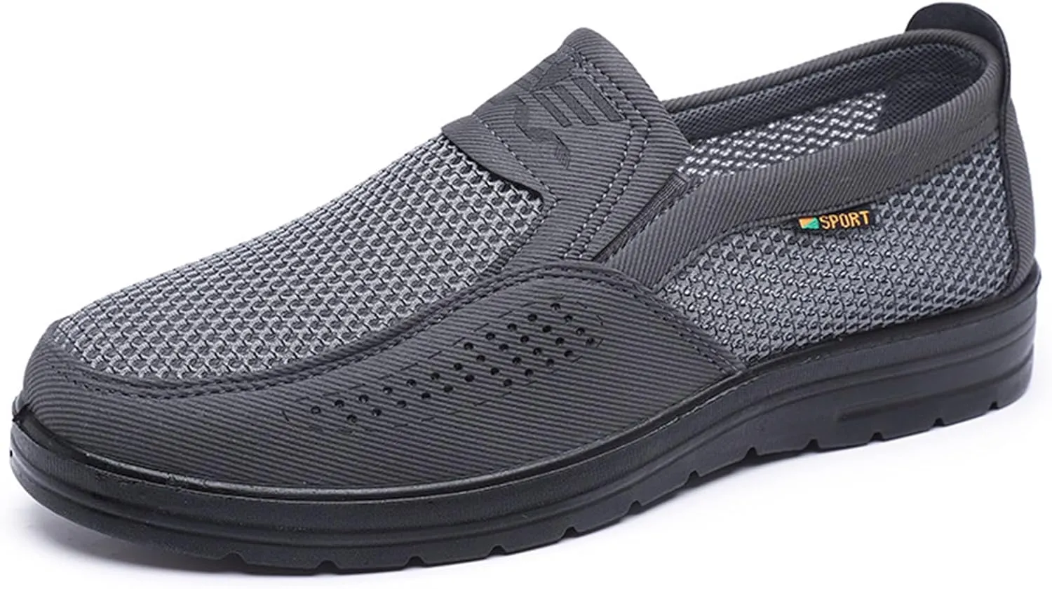 Men's Platform Non Slip Hollow Out Mesh Loafers Leisure Fashion Round Closed Toe Slip On Walking Sneakers Summer Breathable Work Driving dad Shoes