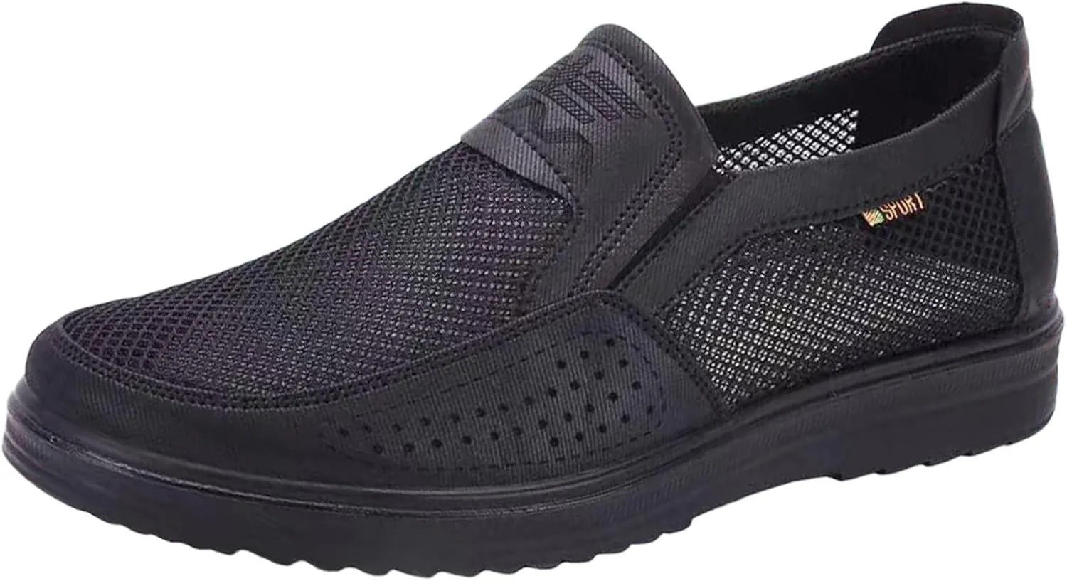 Men's Platform Non Slip Hollow Out Mesh Loafers Leisure Fashion Round Closed Toe Slip On Walking Sneakers Summer Breathable Work Driving dad Shoes