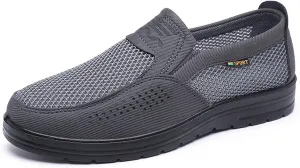 Men's Platform Non Slip Hollow Out Mesh Loafers Leisure Fashion Round Closed Toe Slip On Walking Sneakers Summer Breathable Work Driving dad Shoes