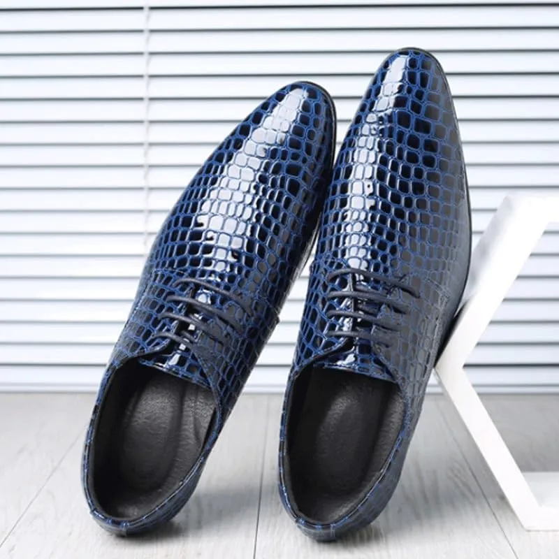 Men's Shiny Patent Leather Dress Shoes Casual Business Oxford Derby Leather Shoes Breathable Lace Up Shoes for Office Wear